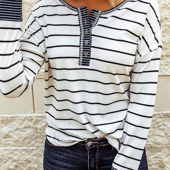 Tops - 💜 New Stripped Ribbed Long-Sleeve Top